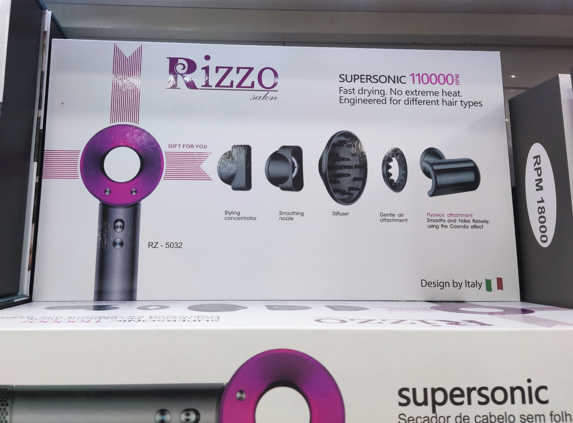 سشوار طرح دایسون سوپر سونیک حرفه ای ریزو مدل RZ-5032 ایتالیایی
